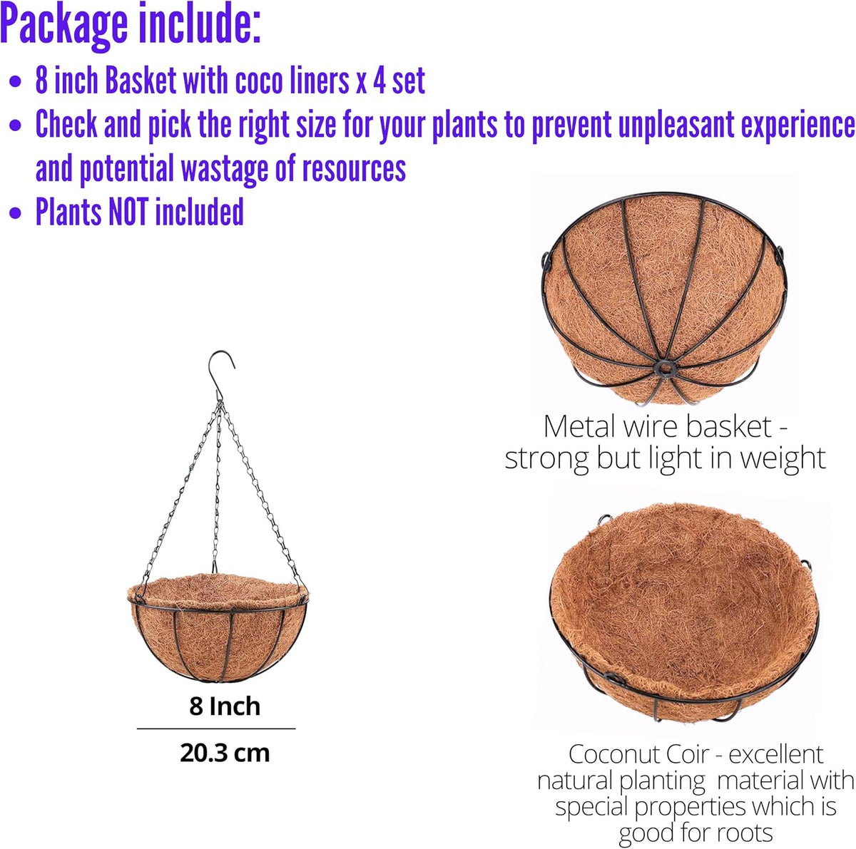 LaLaGreen 4 Pack Hanging Baskets