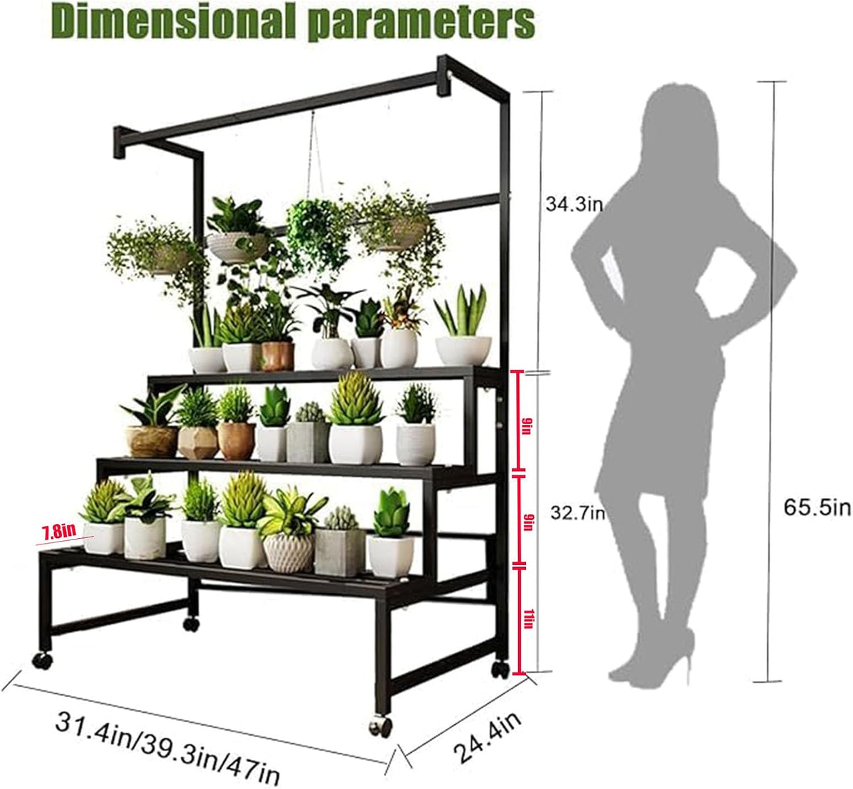 4-Tier Plant Stand on Wheels