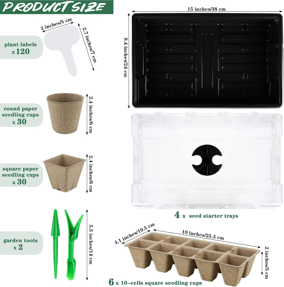 Hahood 4 Pack Seed Starter Tray Set