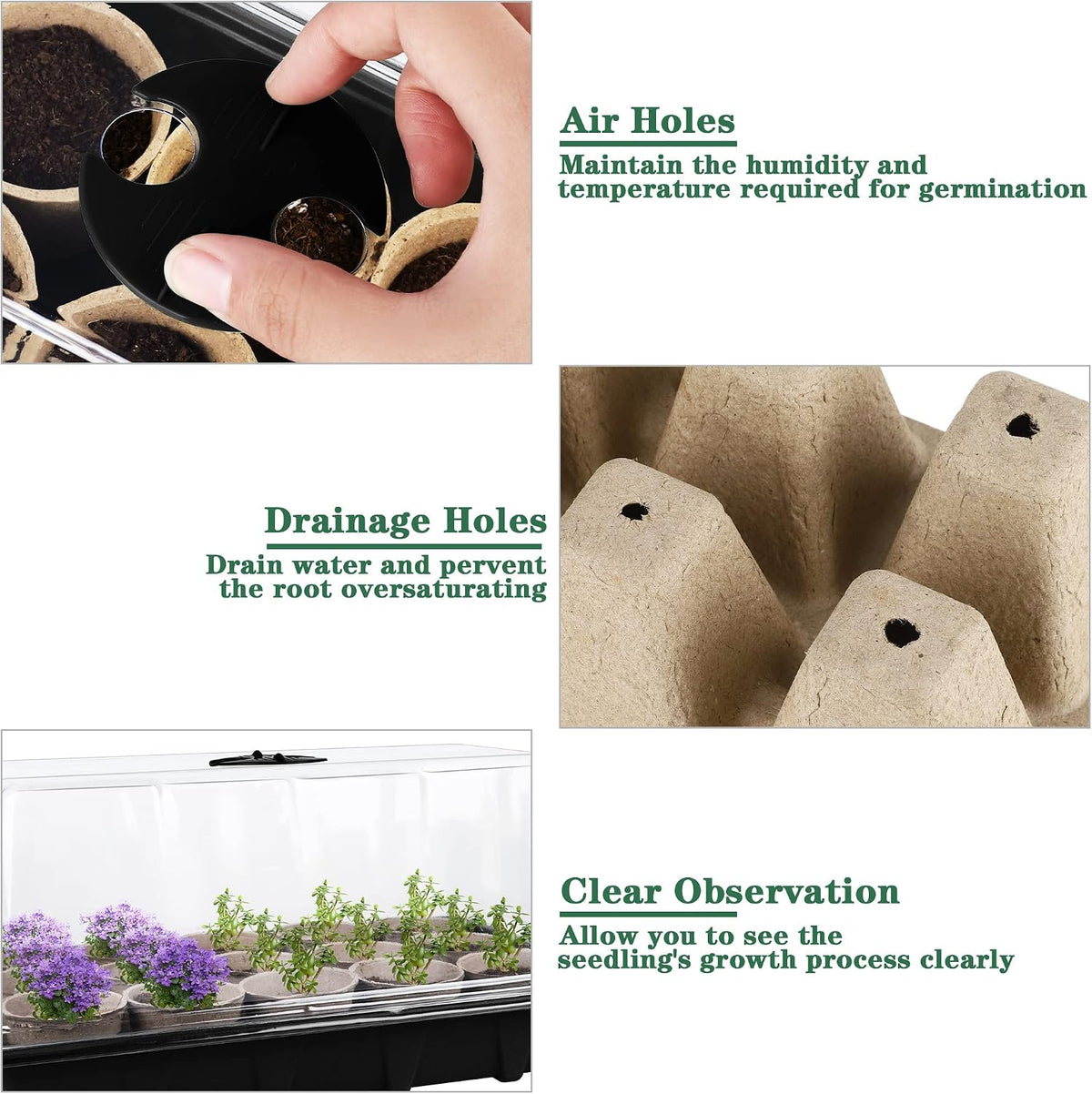 Hahood 4 Pack Seed Starter Tray Set