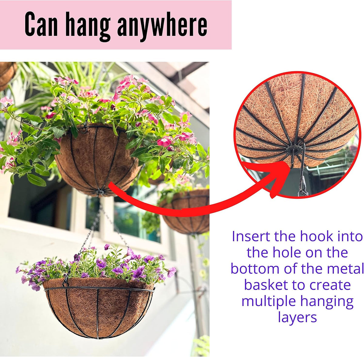 LaLaGreen 4 Pack Hanging Baskets