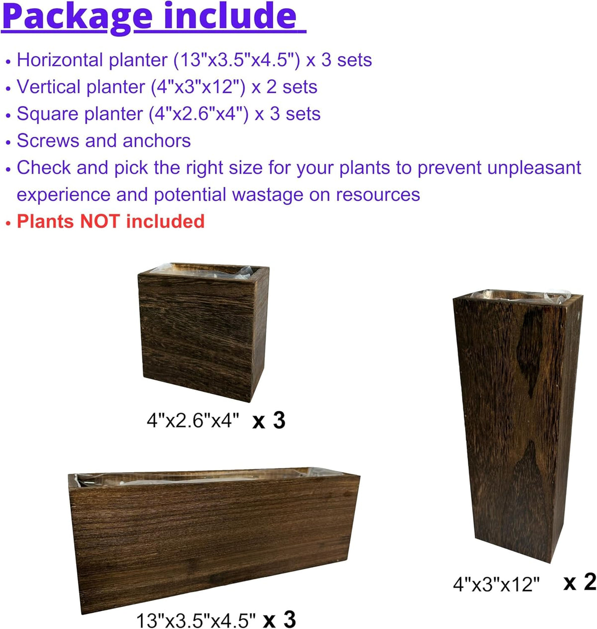 LaLaGreen 8 Pack Wood Wall Planters