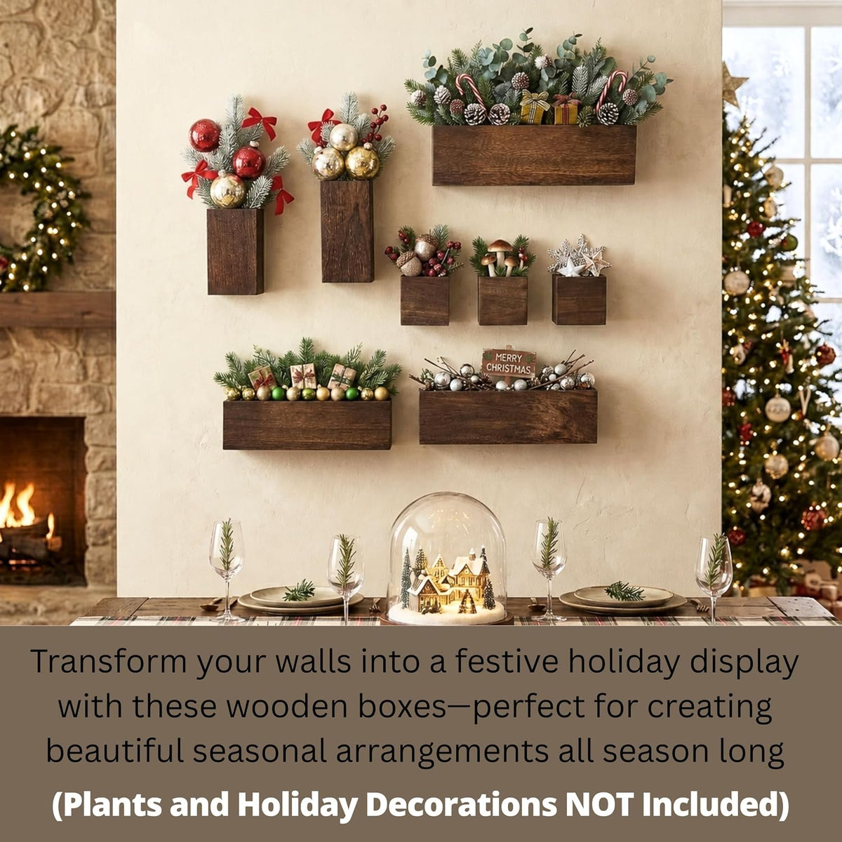 LaLaGreen 8 Pack Wood Wall Planters