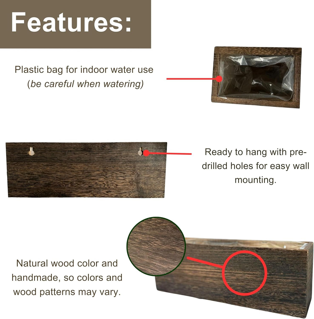 LaLaGreen 8 Pack Wood Wall Planters