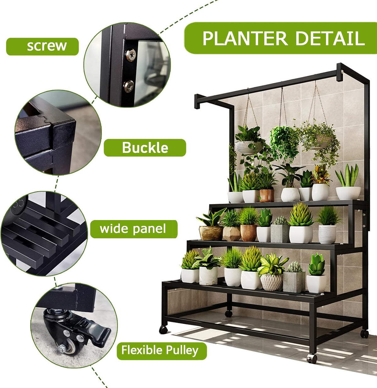 4-Tier Plant Stand on Wheels