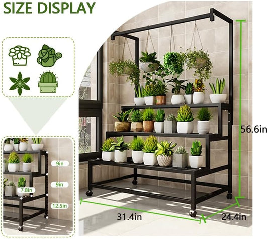 4-Tier Plant Stand on Wheels